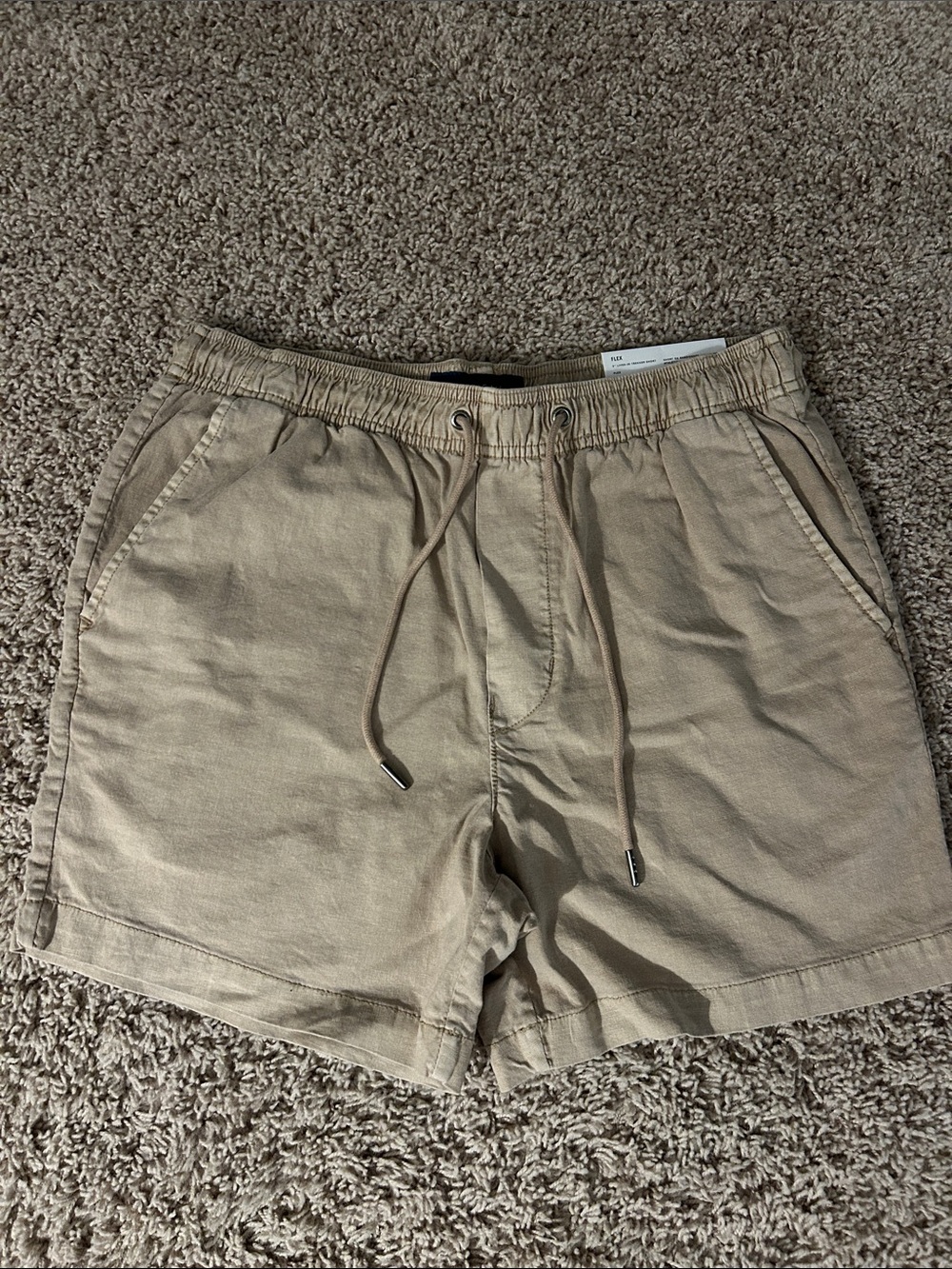 American Eagle Outfitters Men's Hybrid Drawstring Shorts in Beige
